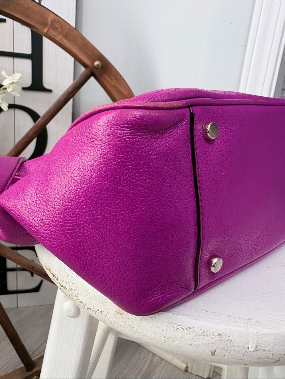 KATE SPADE ♠️ Vibrant Magenta Leather Satchel: see callouts - Picture 10 of 14